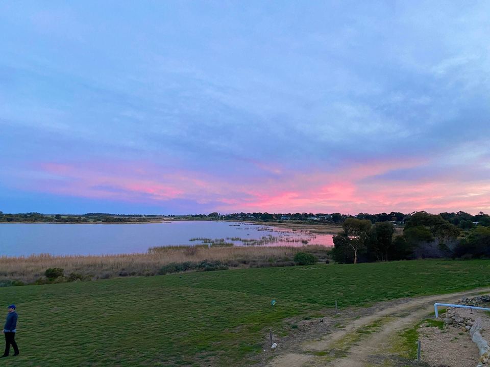 Pink dusk over the lake
